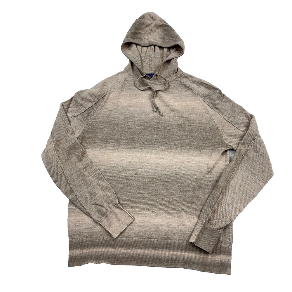 GoodMan Brand Hoodie Mens Medium Brown Wool Blend Pullover Sweater Drawstring